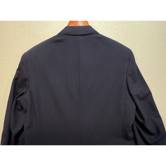 Bill Blass Mens Old Money Wool Blazer Suit Jacket Navy Blue Gold Button - Picture 11 of 13